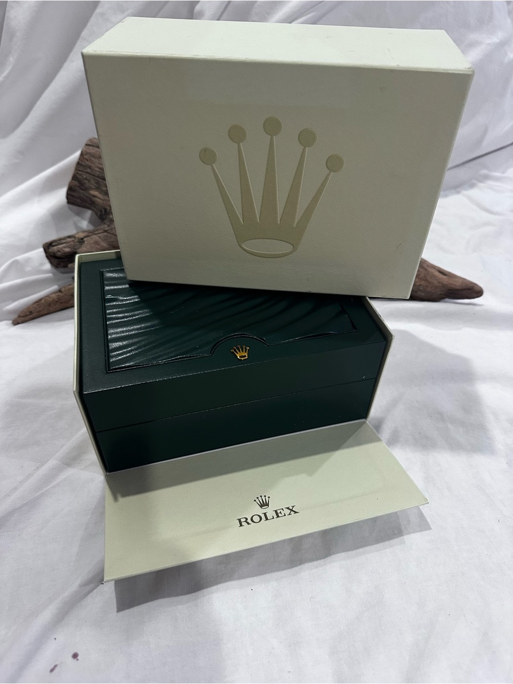 Rolex Green and Cream Watch Presentation Set with Gold Logo